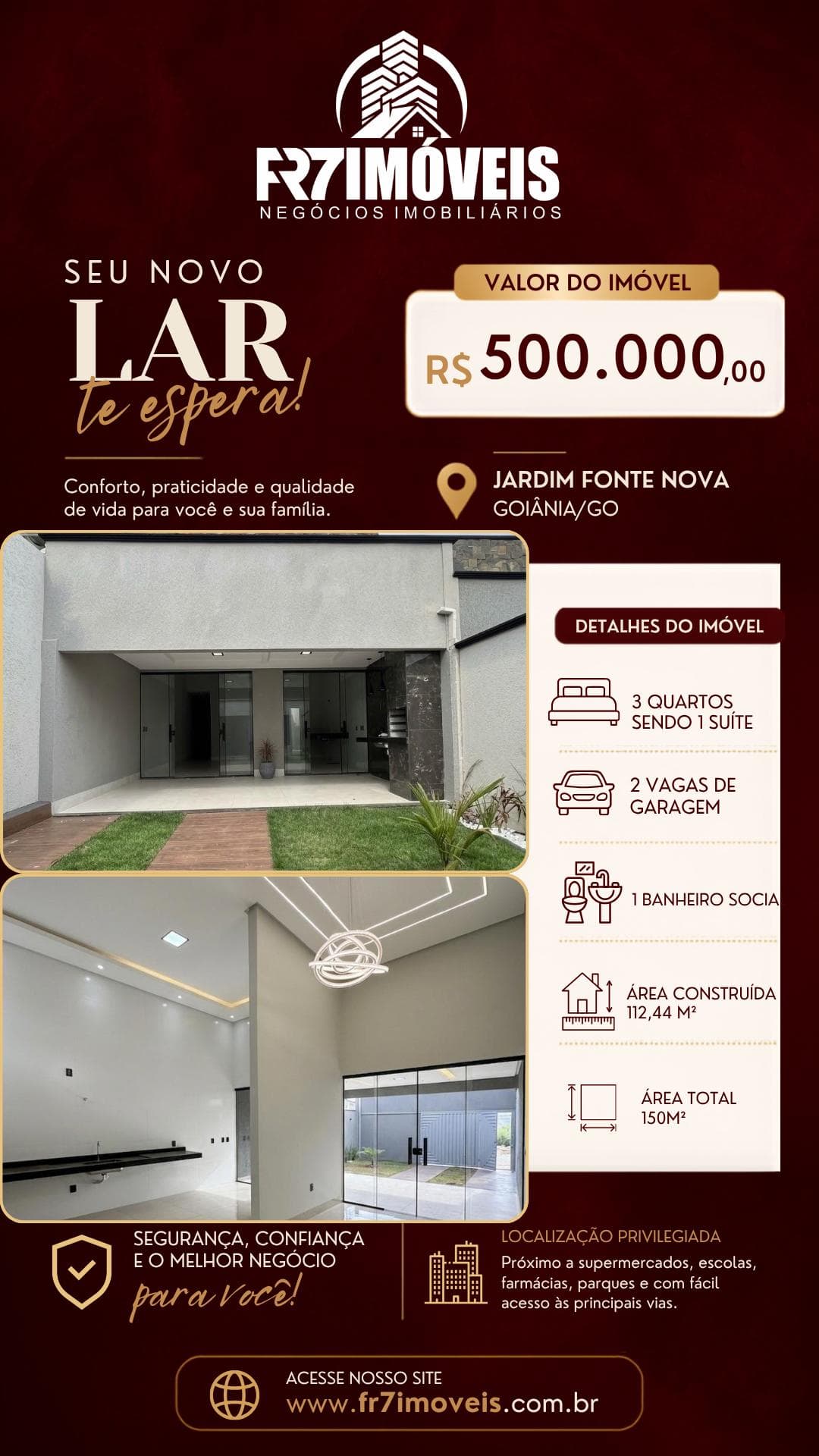 CASA 3 QUARTOS NO SETOR JARDIM FONTE NOVA - GOIÂNIA GO